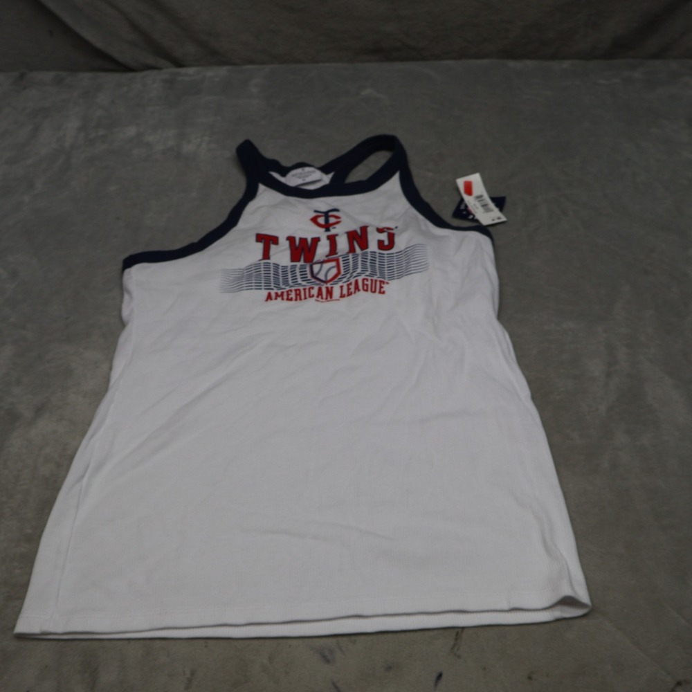Minnesota Twins Shirt Womens XL Soft As A Grape White Sleeveless Tank Top NEW